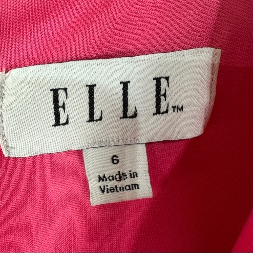 Elle hot Pink Sleeveless V-Neck A-Line Cocktail Dress scalloped size 6 vacay - Picture 7 of 10
